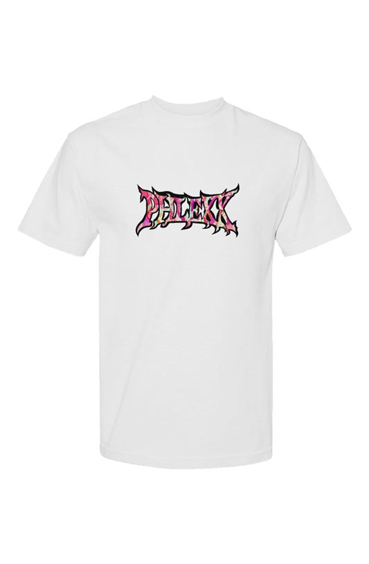 White " Pink Stretch " T Shirt