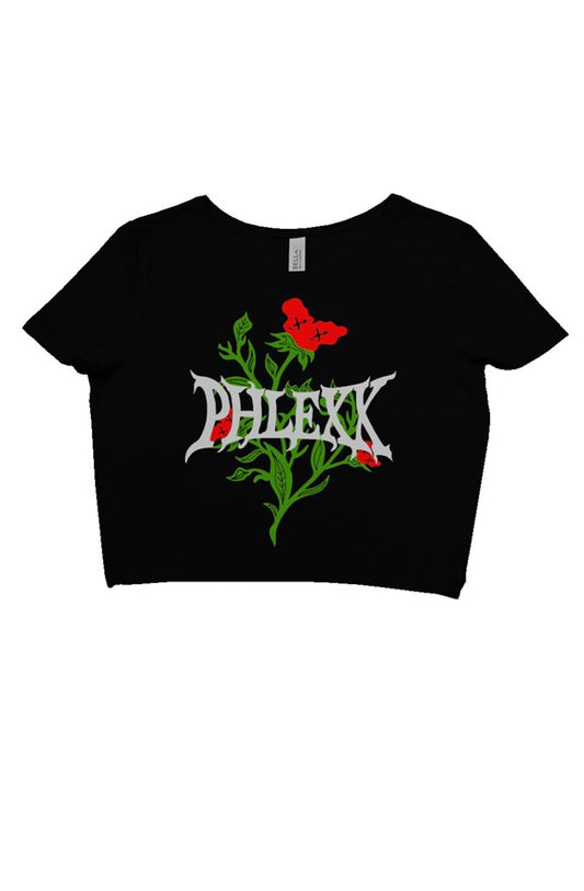 Black "Rose" Crop Tee